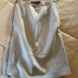 Blue Wool Skirt with Zippers